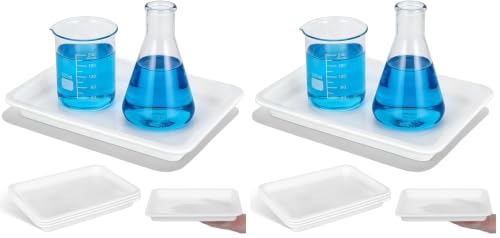 GLEAVI Lab Trays Plastic, 8 Pack Acid and Alkali Resistant Chemical Reagent Containment Pan, Leak-Proof Lab Storage Basin for Classroom Science Experiments, 9.7 x 7.3 Inch - size: 24.60X18.50X2.70CM (Pack of 2)