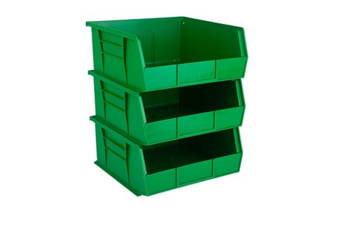 HE HUDSON EXCHANGE 11" x 11" x 5" (3 Pack) Plastic Stackable Storage Bin, Green - color: Green, size: 3 Pack