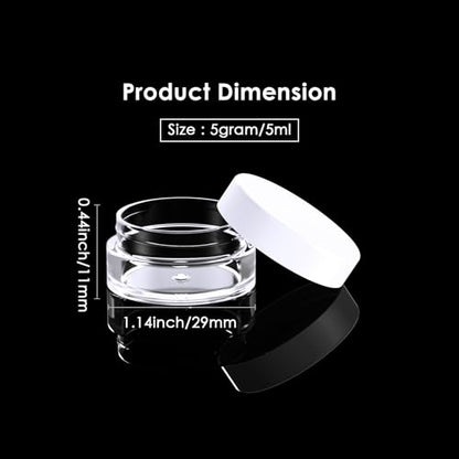 Eternal Moment 50 Pack 5G Sample Containers with Lids Cosmetic Small Jars - color: White Lid, size: 0.17 Ounce