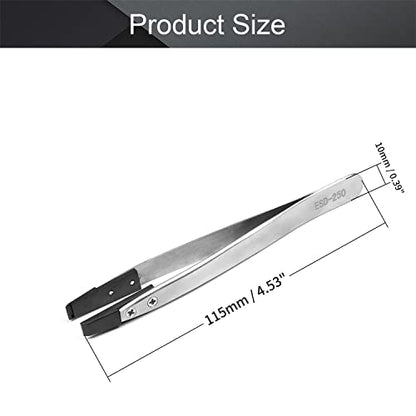Utoolmart 5Pcs ESD-250 Precision Anti-Static Carbon Fiber Tweezers, Stainless Steel Tweezers for Craft Jewelry Electronics - color: 5pcs, size: ESD-250