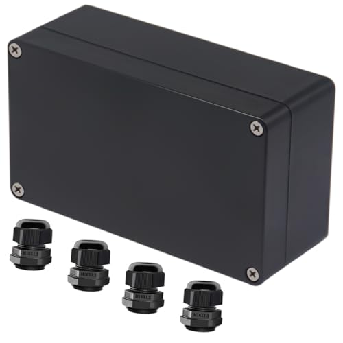 Project Box ABS Black Electrical Boxes IP65 Outdoor Waterproof Box Electronic Junction Box Power Enclosure with Cable Glands for DIY Project 6.22 x 3.54 x 2.36 inch (158x90x60mm) - size: 6.22"x3.54"x2.36"