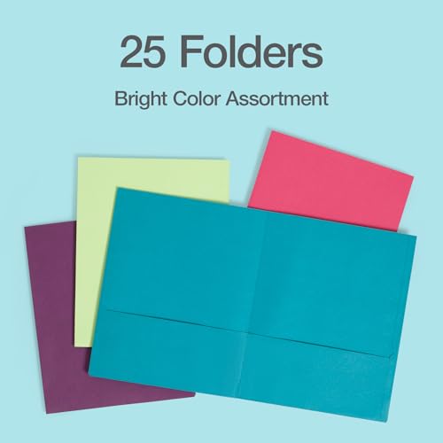 Oxford 2 Pocket Folders, 25 Pack, Bright Colors, School Value Pack