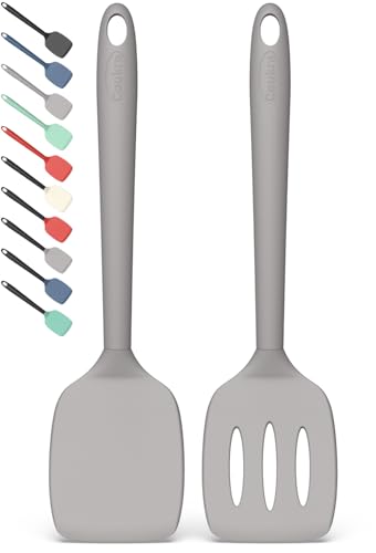 Coukre 2 Pack Silicone Spatula Set,High Heat Resistant, BPA-Free - color: PureGray-A