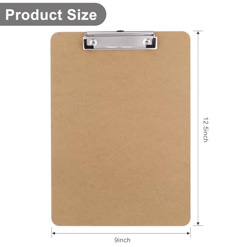Wood Clipboards Set of 2, Letter Size Hardboard Clip Board 8.5x11