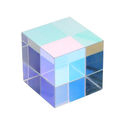 PATIKIL 1Pcs Cube Prism 50mm K9 Crystal Dispersion Prism AB Color - size: 50mm