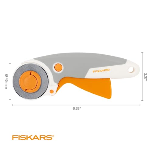 Fiskars 45mm Curved Stick Easy-Change SoftGrip Rotary Cutter for Fabric - color: Easy Change, size: 45mm