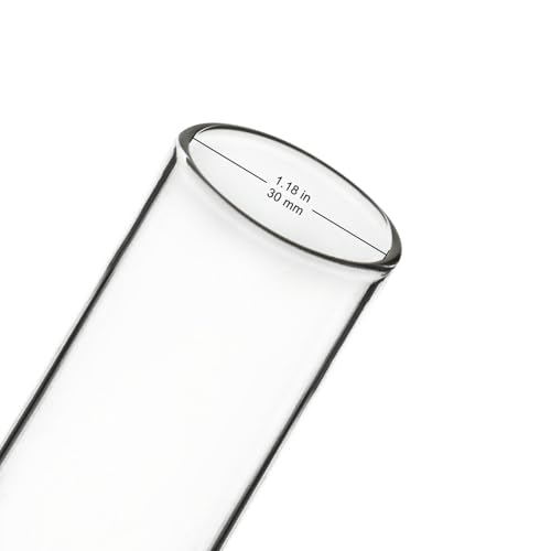 XCD Borosilicate Glass Test Tubes, 30 mm O.D. x 165 mm Length, Cylindrical Bottom and Flared Top Lip for Lab Heating and Reactions, 20-Pack - size: 30x165 mm