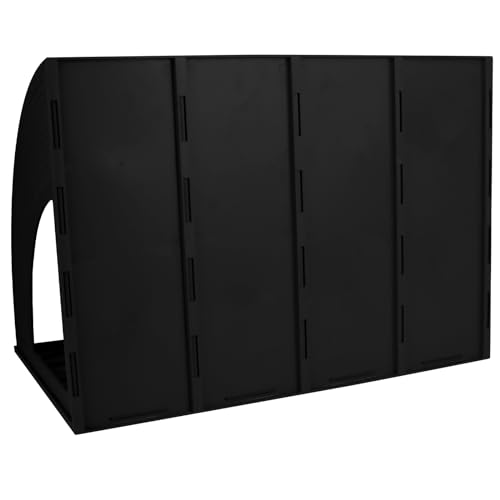SAYEEC Sturdy Magazine Holder 4 Compartments Plastic Desktop File Organizer File Dividers Office Organizer Storage Document Magaizne Rack Display Box (Black) - color: Black-4 Sections