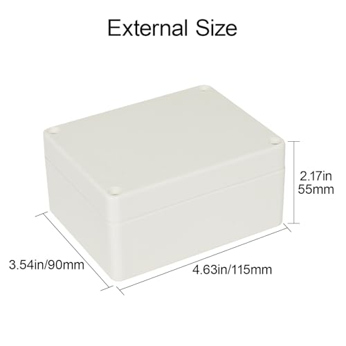 LeMotech Waterproof Dustproof IP65 ABS Plastic Junction Box Universal Electric Project Enclosure Pale Gray 4.5 x 3.5 x 2.1 inch (115 x 90 x 55 mm) - size: 4.5"x3.5"x2.1"
