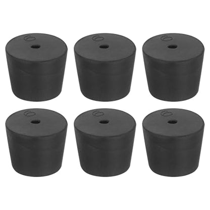 uxcell 6 Pcs 1-Hole Rubber Stopper, Tapered Lab Seal Tube Stopper Plug for Test Tube Flasks Glass Containers Industry and Laboratories, 32x26x25mm Black - size: 32x26x25mm