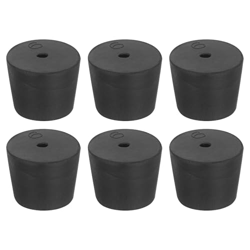 uxcell 6 Pcs 1-Hole Rubber Stopper, Tapered Lab Seal Tube Stopper Plug for Test Tube Flasks Glass Containers Industry and Laboratories, 32x26x25mm Black - size: 32x26x25mm