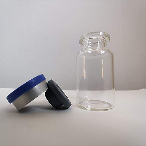 100Pcs 10ml Vials, 100Pcs Plastic-Aluminum Flip Off Caps Rubber Stoppers