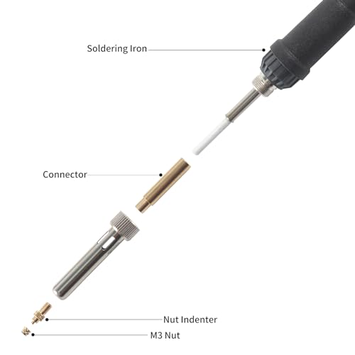 3D Printer Smoothing Soldering Iron Kits: 1Pcs High Temp Soldering Iron - 1Pcs Connector - 6Pcs Brass Soldering Iron Tip M2 M3 M4 M5 M6 M8-120Pcs M3 Hot Melt Insert Nut Bczamd - color: Heat Insert Set
