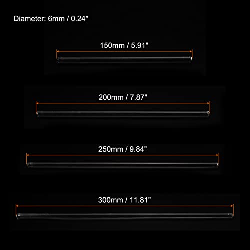 MECCANIXITY 3.3 Borosilicate Glass Stick 5.91" 7.87" 9.84" 11.81" Length Stir Rod Mixing Tools with Both Ends Round for Lab Kitchen Science 4in1 Set