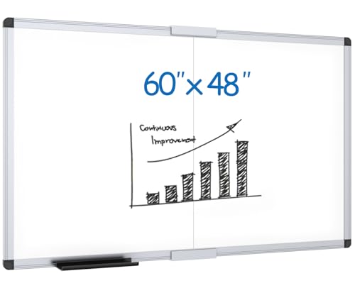 VIZ-PRO Large Magnetic Dry Erase Whiteboard, 60 x 48 Inches, Foldable - size: 60"W x 48"H