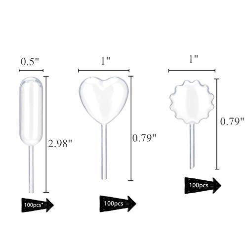 Yopay 300 Pieces Cupcake Pipettes Squeeze Dropper, 4ml Disposable Liquid Strawberry Transfer Injectors Pipettes Infusers for Chocolate, Moveland Cupcakes, (Heart Shape, Round, Rectangular), Clear