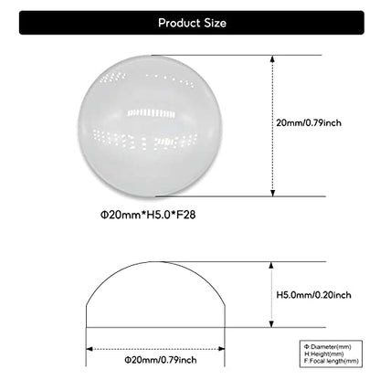 5PCS X Optical Glass Lens Without Edge Dameter 20MM Flat-Convex Lens, Focusing LED Convex Lens (Φ20mm*H5.0*F28) - size: Φ20mm*H5.0*F28