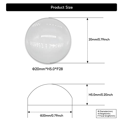 5PCS X Optical Glass Lens Without Edge Dameter 20MM Flat-Convex Lens, Focusing LED Convex Lens (Φ20mm*H5.0*F28) - size: Φ20mm*H5.0*F28