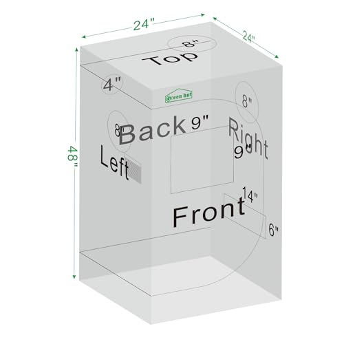 2x2 Green Hut Grow Tent 24"x24"x48" 600D Mylar Hydroponic Grow Tents - size: 24"x24"x48"