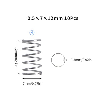 3D Printer Accessories Compression Spring Assortment Kit for Bambu-Lab X1/X1C/X1E/P1P/P1S A1 Mini DIY 3D Printed Part Model - Light Load Springs Standard Part