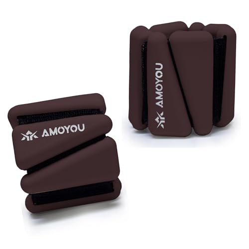 Wrist & Ankle Weights for Women – 2 lb Total, 1 lb Each | Weighted Bangles - color: Espresso