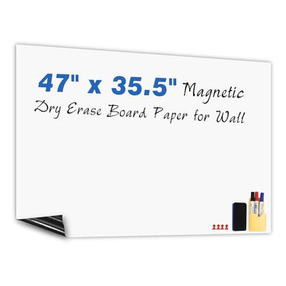 ZNCMRR 47"x35.5" Whiteboard Sticker for Wall White Board Dry Erase Paper - size: 47"W x 35.5"H