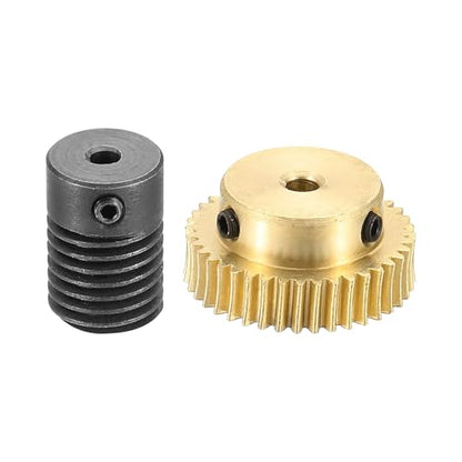 uxcell Worm Gear Set Right Rotation 40T 0.5 Module 1:40 Reduction Rate - size: Gear-3mm, Rod-3mm Bore, style: 0.5M-40T