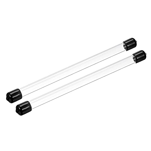 PATIKIL Clear Rigid Tube Round Plastic Tubing with Black Rubber Caps Polycarbonate Water Pipe, 305mm/ 12 Inch Length, 8mmx10mm/0.31"x0.4", 2 Set - color: Black,Clear, size: 0.31"x0.4"