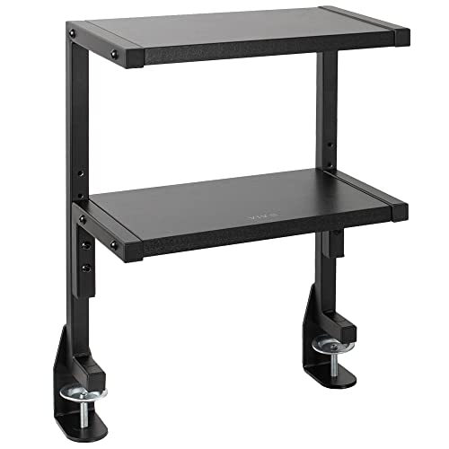VIVO Black Clamp-on 13 inch 2-Tier Desk Shelf, STAND-SHELF2C - color: Black, size: 13 inch