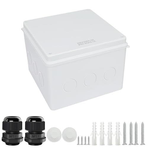 LeMotech Junction Box, Electrical Box IP65 Water Resistant Dustproof ABS Plastic Project Enclosure for Electronics White, External Size 7.8 x 7.8 x 5.9 inch - size: 7.8"x7.8"x5.9"