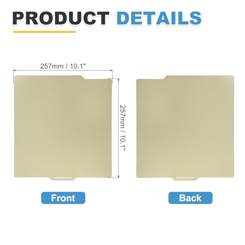 MECCANIXITY PEI Build Plate 257x257mm, Double Side Gold Textured PEI Sheet Spring Steel Build Plate for Bambu Lab P1P/P1S /X1/X1C/A1 3D Printer - size: 257x257mm, style: Double Side Gold PEI