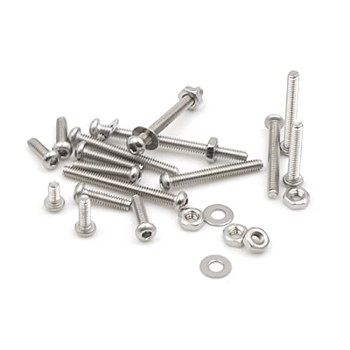 Metric M2 304 SS Button-Head Socket Cap Screws, Nuts & Washers Kit - size: M2