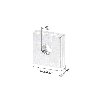 uxcell Square Nuts M3x7mmx2mm Zinc-Plated Metric Coarse Thread Assortment - size: M3x7mmx2mm