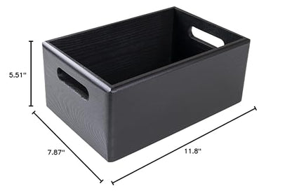 Creative Deco Large Black Wooden Crate Nesting Crate Handles - color: Black, size: L