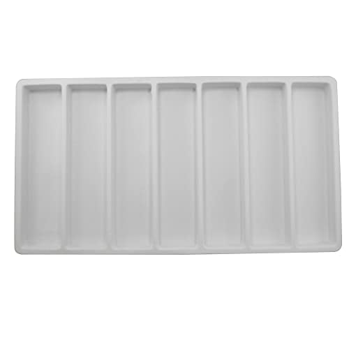 CuteBox Company White Plastic Tray (14.75” x 8.25” x 1”) with 7 Compartment White Flocked Tray Insert for Jewelry Storage, Organization, Merchandise, Display - color: 1pc, size: 7 Compartment