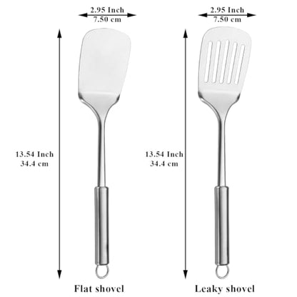Stainless Steel Spatulas Set, ReaNea Silver Slotted Turner, Solid Turner, Heavy Duty Sturdy Kitchen Spatula High Heat Resistant, Ideal Cookware for Fish,Eggs,Pancakes, Dishwasher Safe, Easy to Clean