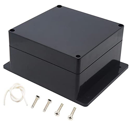 Junction Box, Zulkit Project Box Waterproof Dustproof IP65 ABS Universal Electrical Boxes Enclosure with Fixed Ear Black 6.30 x 6.30 x 3.54 inch (160 x 160 x 90 mm)(Pack of 1) - size: 6.30" x 6.30" x 3.54"(Pack of 1)