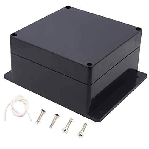 Junction Box, Zulkit Project Box Waterproof Dustproof IP65 ABS Universal Electrical Boxes Enclosure with Fixed Ear Black 6.30 x 6.30 x 3.54 inch (160 x 160 x 90 mm)(Pack of 1) - size: 6.30" x 6.30" x 3.54"(Pack of 1)