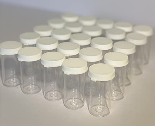 5 Dram clear polystyrene snap cap storage vial with attached white cap