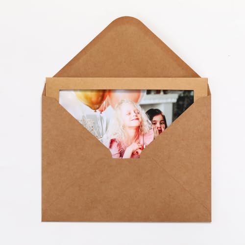 50 Sets Photo Frame Cards with Envelopes 5x7 Paper Picture Frames Bulk - color: Kraft, size: 5X7