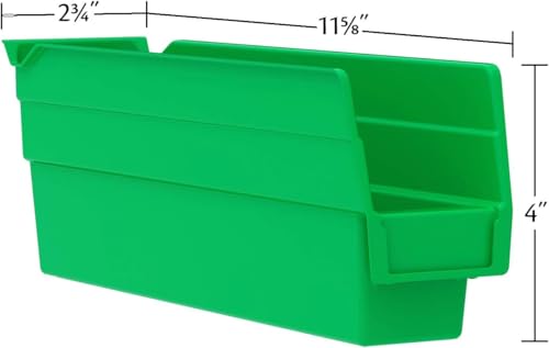 Akro-Mils 30110 Heavy Duty Plastic Shelf Bins, 12"x 3"x 4", Green, 24-Pack - color: Green