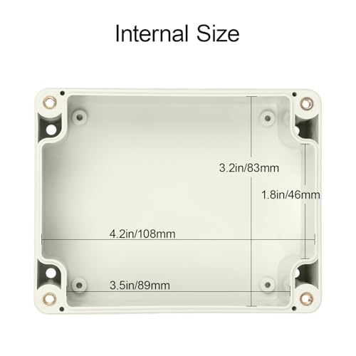 LeMotech Waterproof Dustproof IP65 ABS Plastic Junction Box Universal Electric Project Enclosure Pale Gray 4.5 x 3.5 x 2.1 inch (115 x 90 x 55 mm) - size: 4.5"x3.5"x2.1"