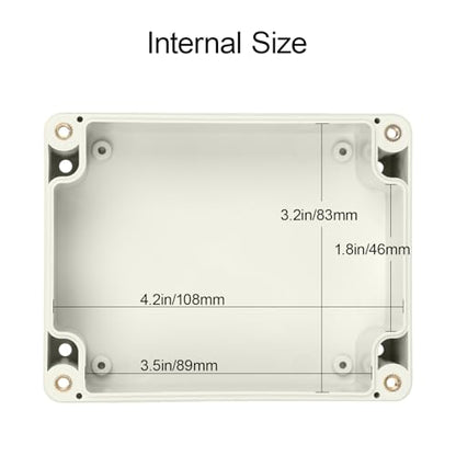 LeMotech Waterproof Dustproof IP65 ABS Plastic Junction Box Universal Electric Project Enclosure Pale Gray 4.5 x 3.5 x 2.1 inch (115 x 90 x 55 mm) - size: 4.5"x3.5"x2.1"