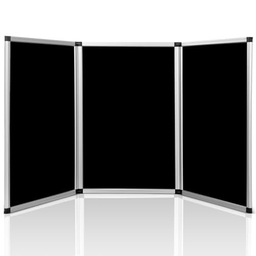 Sherr 3 Panel Trade Show Presentation Board, 72 x 35.3 inches Tri Fold Display Board, Black Single Sided Tabletop Display, Folding Panel for Trade Show Table Top