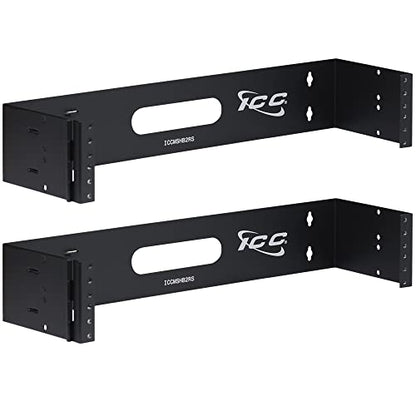 ICC 2U Hinged Wall Mount Rack Bracket, 6" Deep, 20 lb, Black, 2-Pack - size: 2 Pack, style: 2 RMS