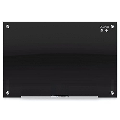 Quartet Magnetic Dry Erase Board, 24" x 18" Glass Whiteboard for Wall, Infinity, Black (G2418B) - size: 24"W x 18"H