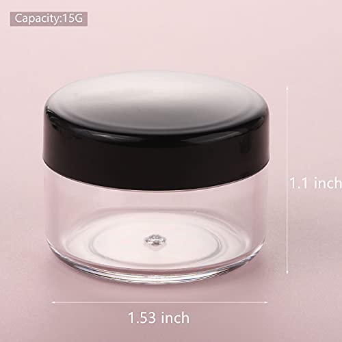 100 Count Small Sample Containers Makeup Jars 15 Gram Cosmetic Containers with Lids Black Traveling Jars Empty Bottles for Toiletries - color: Black, size: 15g (100 Count)