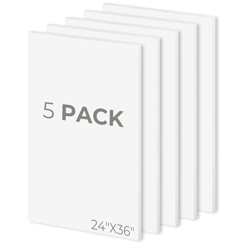 Mat Board Center 24x36 White Foam Boards Pack of 5, 1/8" Thick - color: White, size: 24x36
