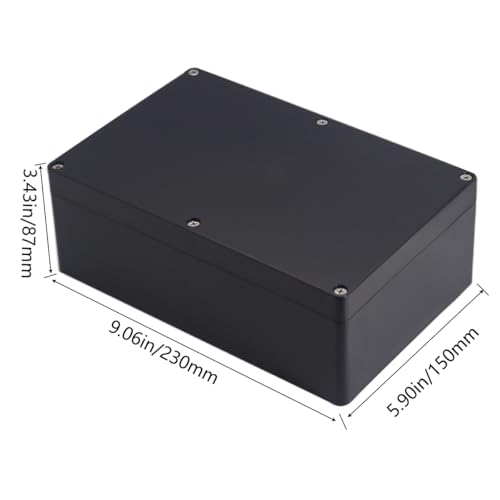 Project Box ABS Black Electrical Boxes IP65 Outdoor Waterproof Box Electronic Junction Box Power Enclosure with Cable Glands for DIY Project 9.06 x 5.91 x 3.35 inch (230x150x87mm) - size: 9.06"x5.91"x3.35"