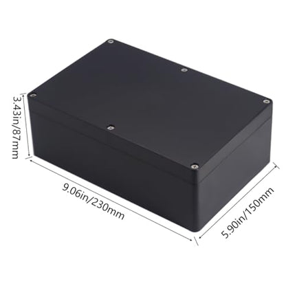 Project Box ABS Black Electrical Boxes IP65 Outdoor Waterproof Box Electronic Junction Box Power Enclosure with Cable Glands for DIY Project 9.06 x 5.91 x 3.35 inch (230x150x87mm) - size: 9.06"x5.91"x3.35"